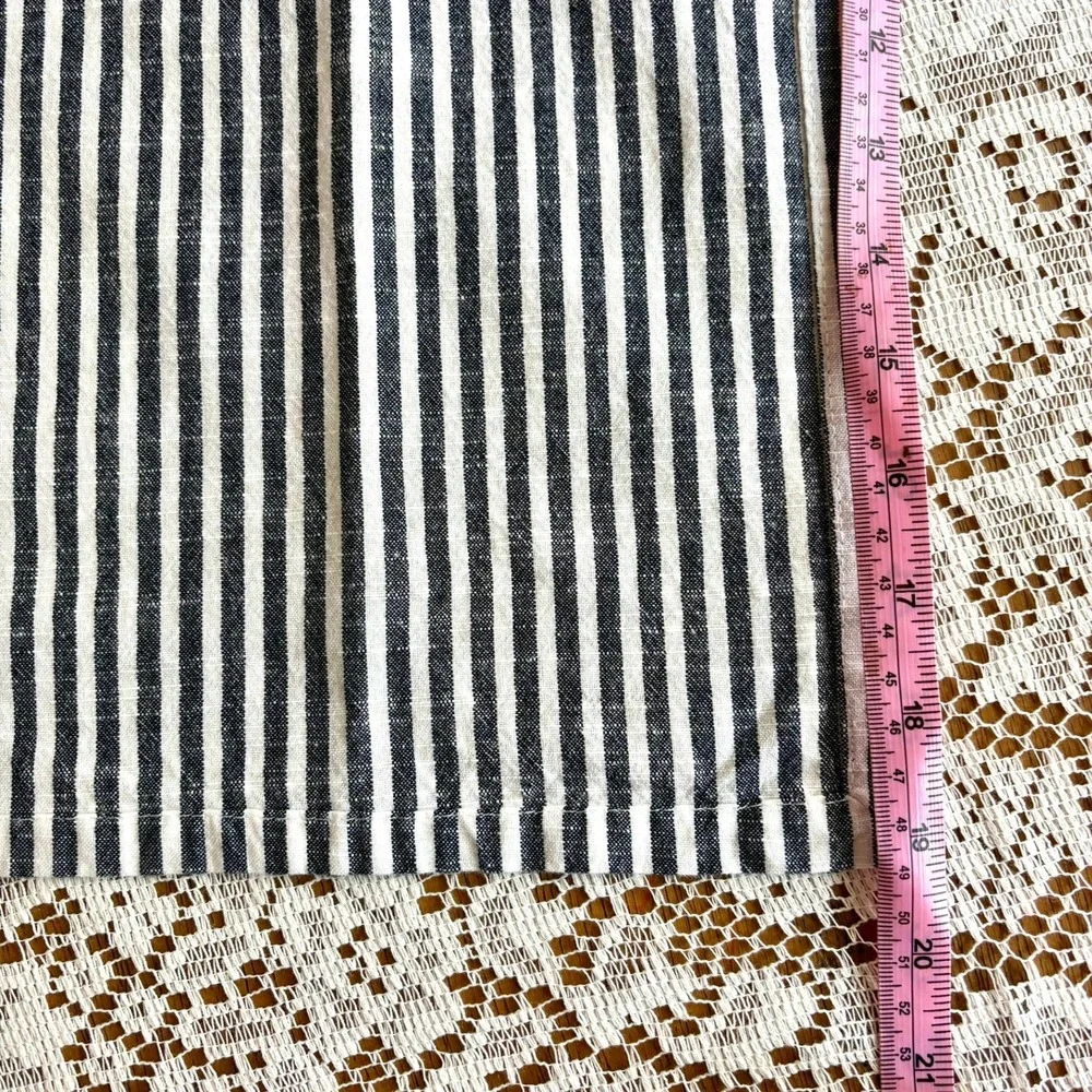 Pier 1 Imports Navy White Stripe 100% Cotton Cloth Napkins 8pc Farmhouse Coastal